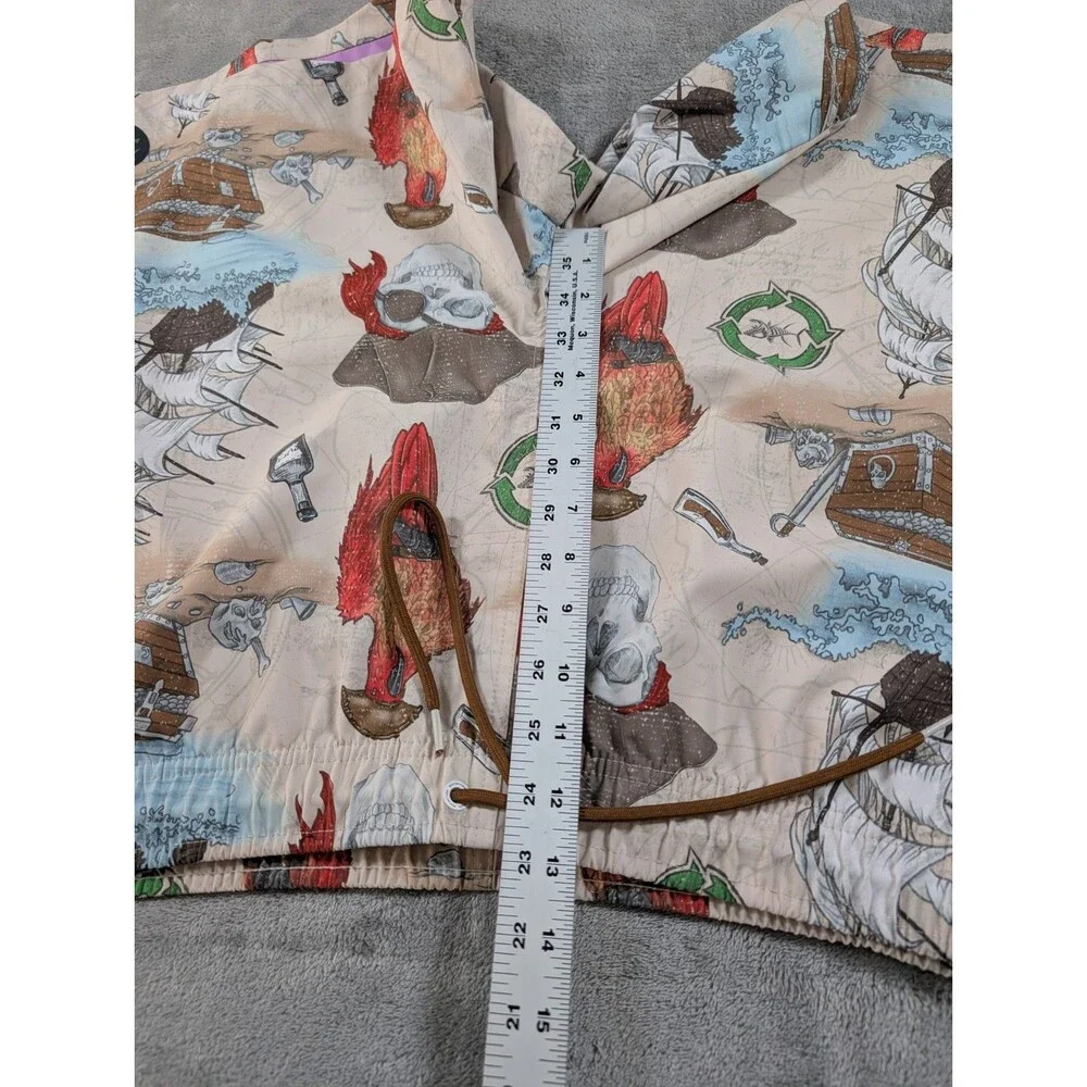 Psycho Tuna Skull Board Shorts Mens XXL Parrot Swim Trunks Drawstring